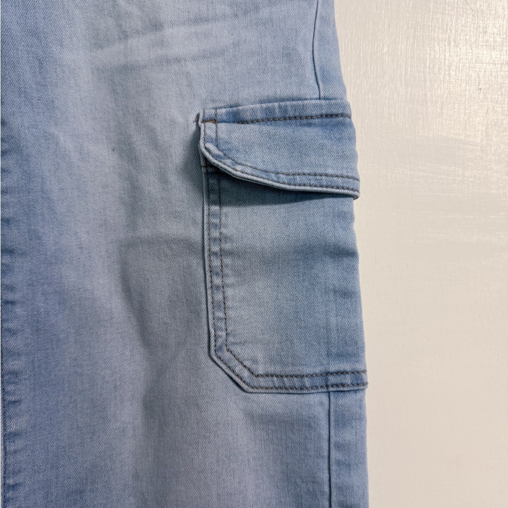 Wonder Nation Girls Blue Straight Leg Cargo Jeans Size 8 Adjustable Kids Denim - Picture 5 of 16